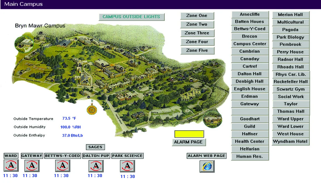 Bryn Mawr College campus building automation controls interface