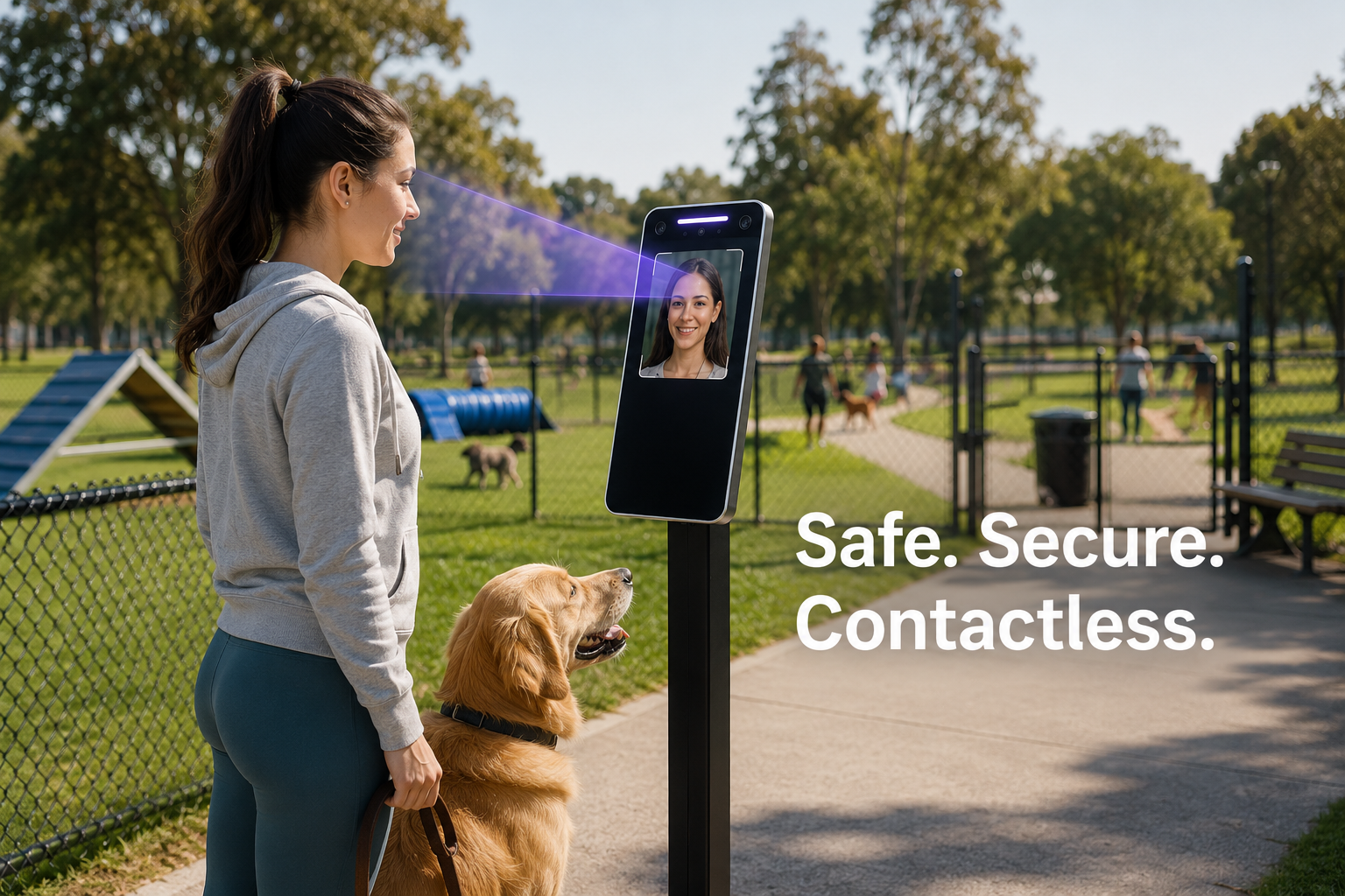 Commercial access control system with touch-free facial recognition at Pottsville dog park
