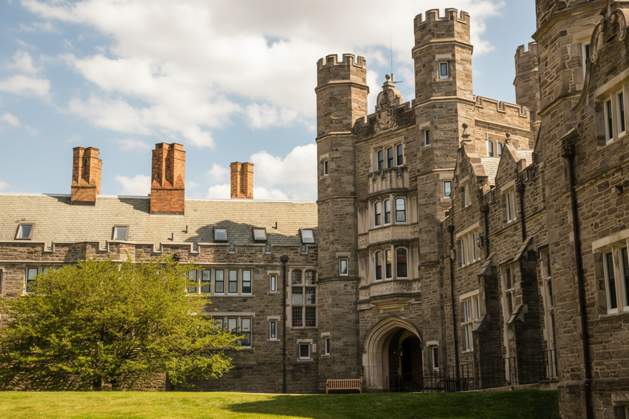 Historic masonry construction across the Bryn Mawr College campus was an important consideration when planning the staged HVAC controls modernization.